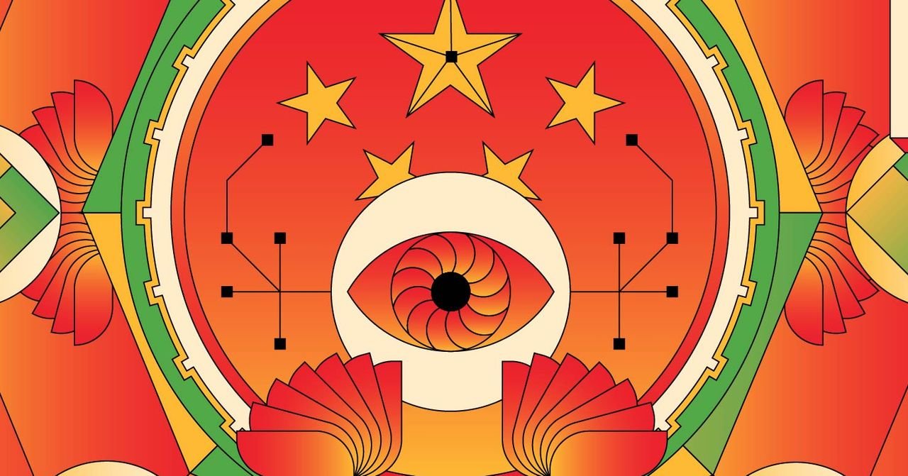 A stylized digital map of China, highlighting major tech hubs and showing interconnected nodes representing AI companies and their registered algorithms.