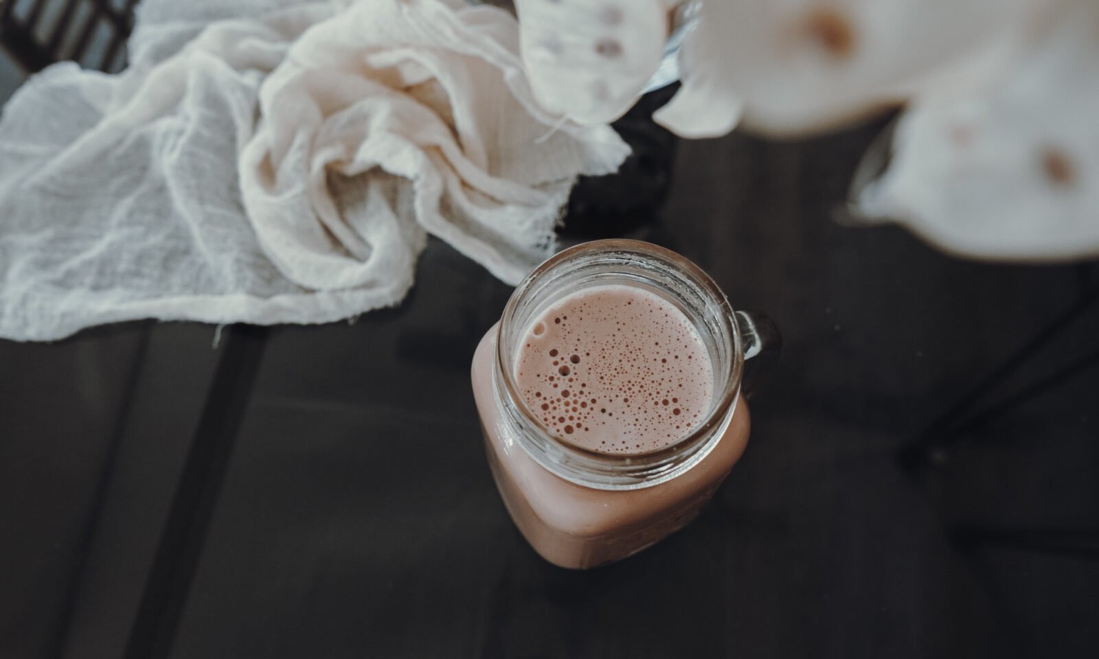 A delicious-looking chocolate drink made with collagen powder, promising both indulgence and health benefits.