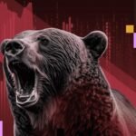 Bitcoin chart showing a sharp decline after an early October peak, symbolizing a bear market.