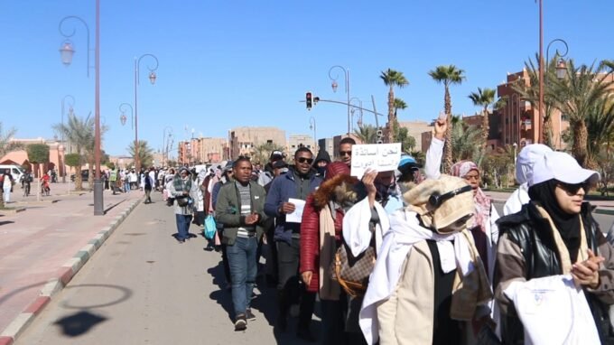 مسيرة احتجاجية لأساتذة التعليم الأولي بمدينة زاكورة