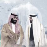 العلاقات السعودية الإماراتية: توازن دقيق بين التوترات السياسية والمصالح الاقتصادية 8 صورة تجمع علمي السعودية والإمارات مع رسوم بيانية اقتصادية، ترمز للعلاقات المتشابكة والتحديات.