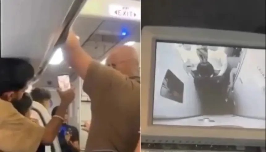 ركاب غاضبون داخل طائرة إنديجو المتأخرة في مطار مومباي