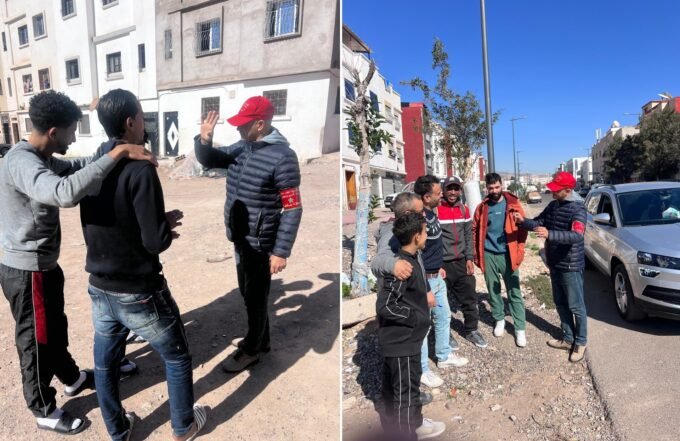 قائدة الملحقة الإدارية الخامسة بأكادير خلال حملة تحسيسية لتنظيم ولوج الملعب الكبير.