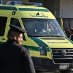 سيارات إطفاء وإسعاف في موقع حريق مصحة إدمان ببنها، مصر