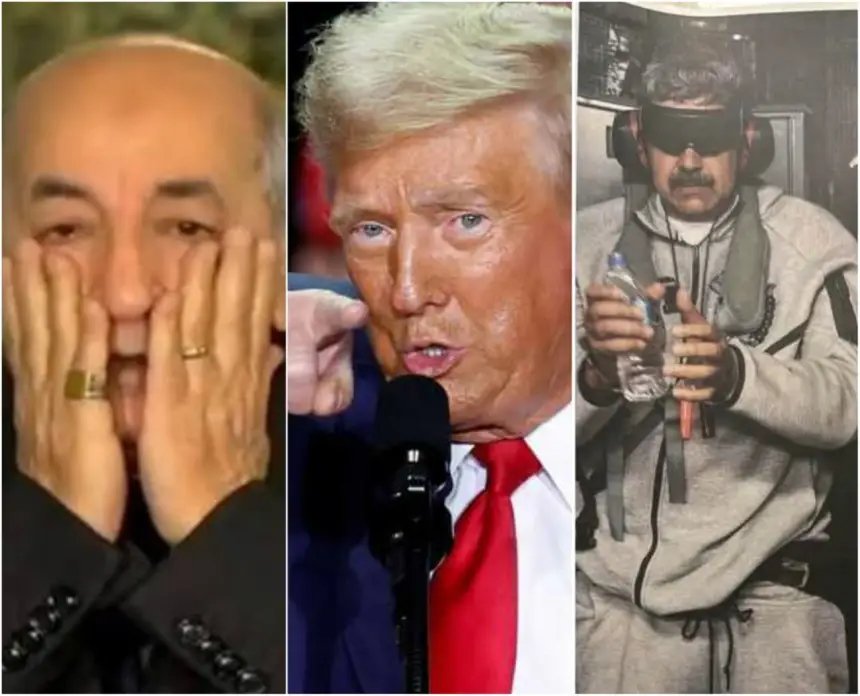 صورة توضيحية لنيكولاس مادورو وعلمي فنزويلا والجزائر