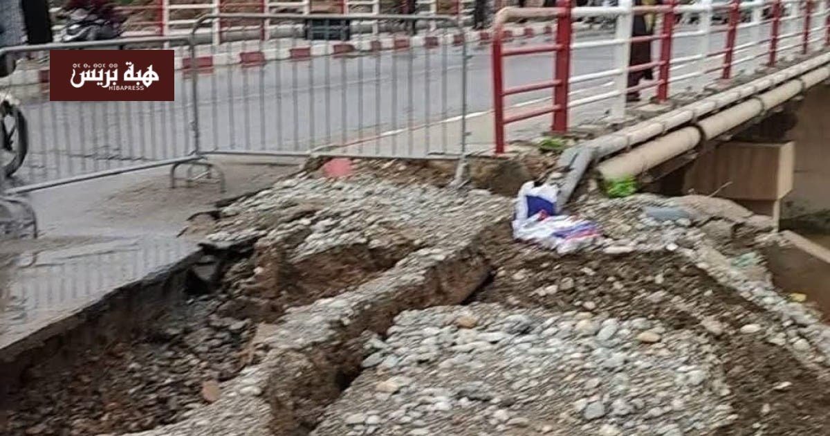 صورة لقنطرة لاسطاح المتضررة في تارودانت بعد ارتفاع منسوب الوادي الواعر