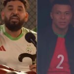 كيليان مبابي يتابع مباراة كرة قدم من المدرجات