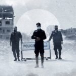 صورة توضيحية لمدينة غزة مع عناصر شرطة أو رموز للسلطة الفلسطينية، تعكس المشهد الأمني والإداري المعقد.