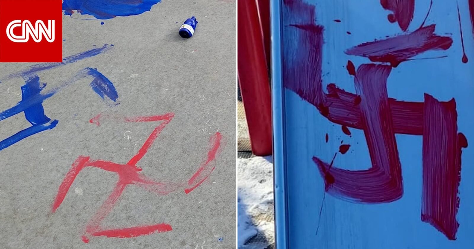 صليب معقوف مرسوم على ملعب للأطفال في بروكلين