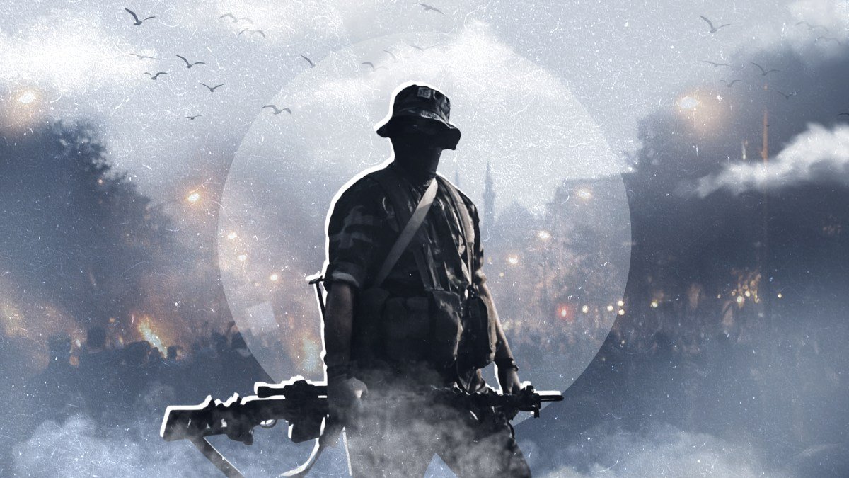 مشهد من الاحتجاجات في إيران مع إشارة إلى التدخل الأجنبي المزعوم