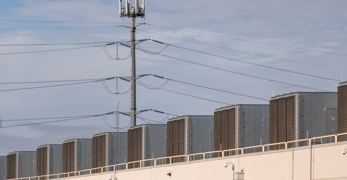 An Amazon Web Services data center in Ashburn, Virginia, symbolizing the growing energy demands of tech companies.