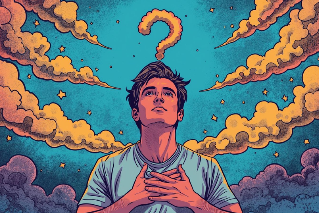 A person looking out a rainy car window, reflecting on life's uncertainties and finding peace.