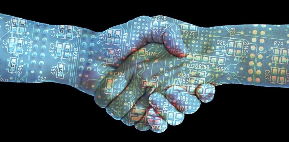 Conceptual image of AI agents interacting on the Ethereum blockchain, symbolizing trust and interoperability.