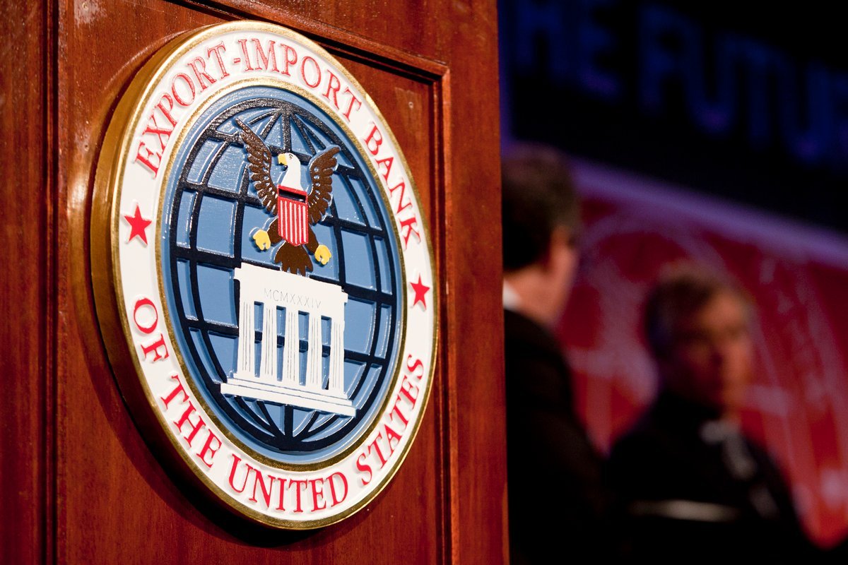 Logo of the Export-Import Bank of the United States, symbolizing its potential role in Trump's Venezuela investment strategy.
