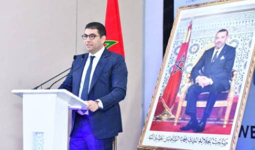 Le ministre Mohamed Mehdi Bensaid s'exprimant lors de la 9e Assemblée Générale de la FAAPA à Marrakech, soulignant l'importance de la fédération pour l'information africaine.