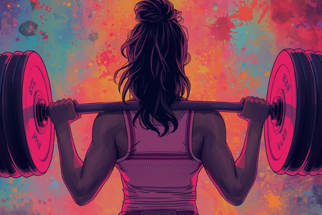 Woman confidently lifting weights in a gym, embodying strength and a healthy lifestyle