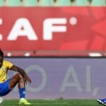 Joueurs de l'équipe nationale de football du Gabon sur le terrain