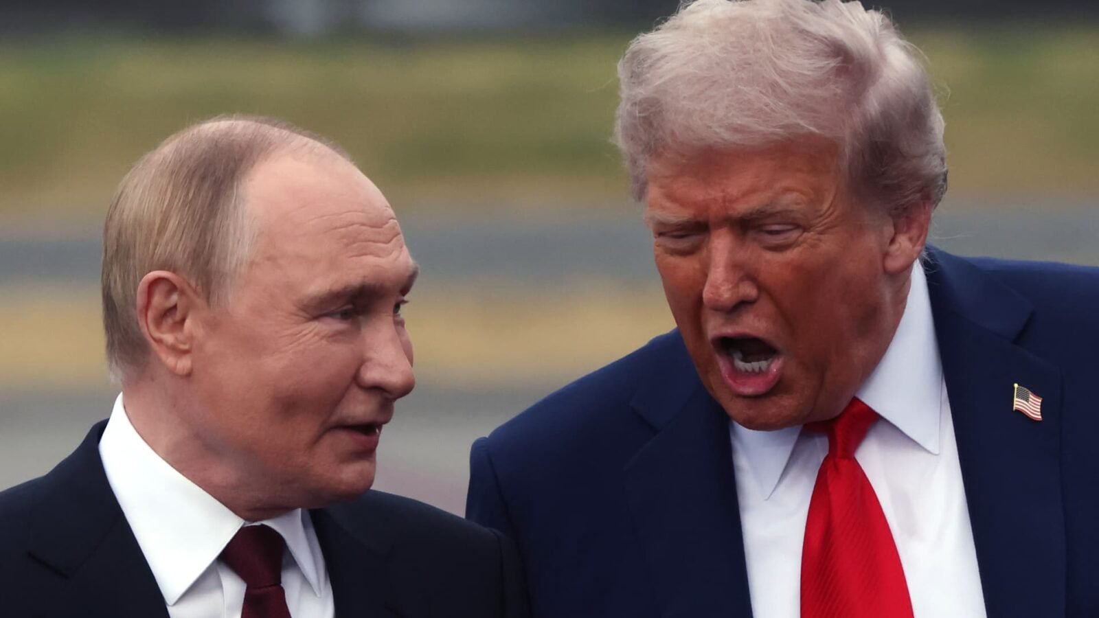 U.S. President Donald Trump welcomes Russian President Vladimir Putin to Joint Base Elmendorf-Richardson in Anchorage, Alaska.