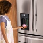 GE Smart Refrigerator with Kitchen Assistant featuring a barcode scanner and sleek design