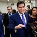 U.S. Secretary of State Marco Rubio speaking to media alongside U.S. Defense Secretary Pete Hegseth on Capitol Hill.