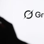 Grok AI chatbot logo with deepfake imagery in the background, symbolizing the controversy over its image generation capabilities.