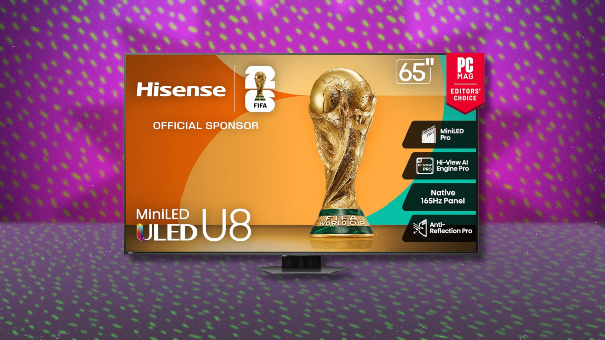 Hisense 65-inch Class U8GQ Mini-LED QLED 4K Smart TV displaying vibrant content