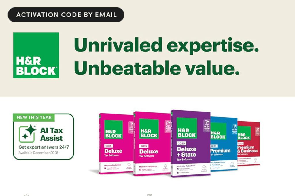 H&R Block Tax Software Deluxe + State 2025 with AI Tax Assist for strategic tax filing.