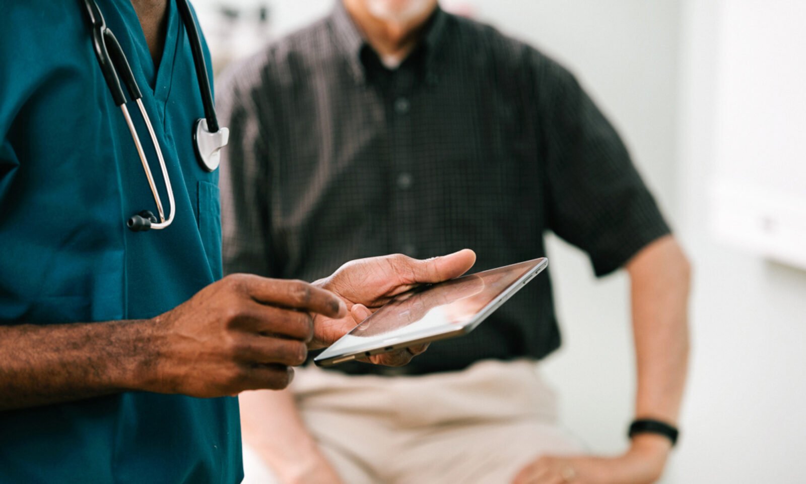 A doctor contemplating the connection between mind, body, and gut health