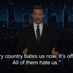 Jimmy Kimmel on his late-night show discussing Donald Trump's presidency