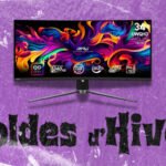 Écran PC gamer MSI MPG 341CQPX QD-OLED 34 pouces incurvé, affichant une image de jeu dynamique, avec le logo MSI visible.