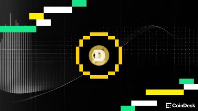 Illustration of various memecoin logos, including Dogecoin, Shiba Inu, and Bonk, against a backdrop of rising market charts.