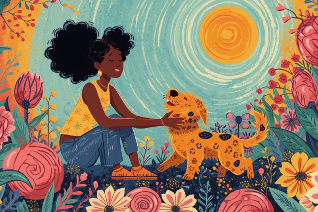 A person sitting by a window, bathed in sunlight, with a warm cup of tea, looking peaceful.