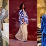 Mannequin portant une pièce de la collection "Moroccan Winter" de Qalbi, illustrant la fusion du style contemporain et de l'artisanat marocain.