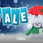 A Moroccan shopper comparing prices on a smartphone during winter sales, surrounded by discounted items.