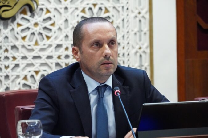 Moroccan Health Minister Amine Tahraoui discussing healthcare reforms in parliament.