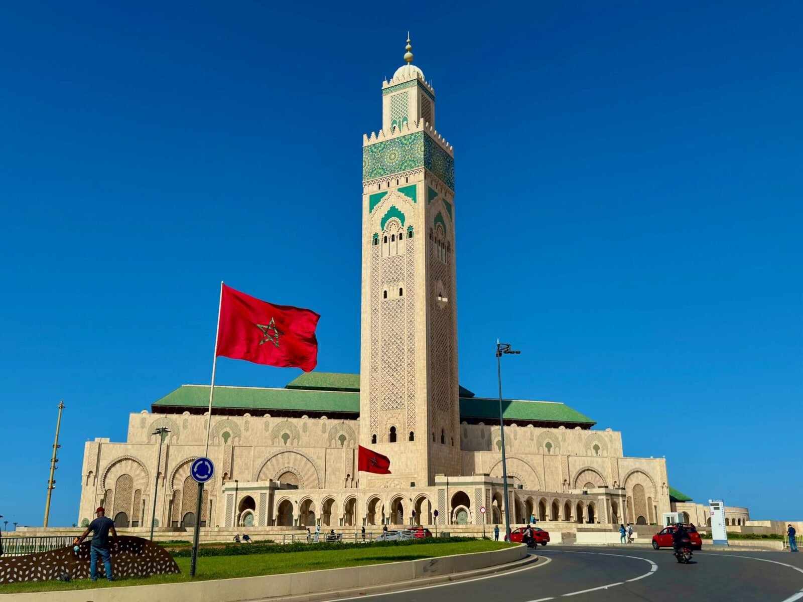 Hassan II mosque in Casablanca, Morocco, symbolizing the nation's blend of faith and modernity.