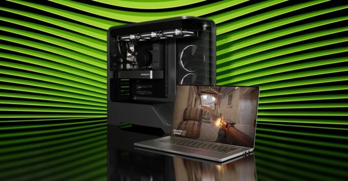 Conceptual image of an Nvidia-powered laptop, symbolizing the company's entry into the Arm PC market.
