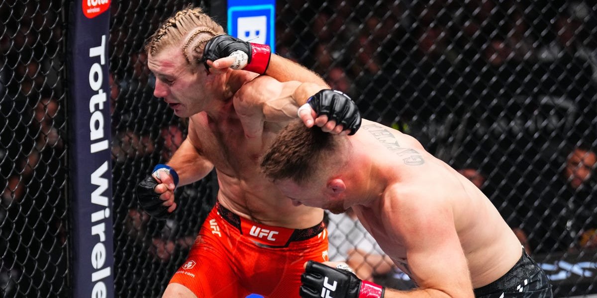 Paramount+ logo with UFC fight imagery in the background