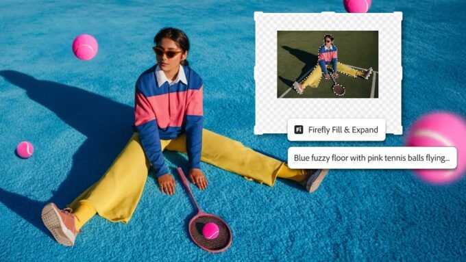 Adobe Photoshop interface showcasing Firefly Generative Fill in action, with new AI-enhanced elements seamlessly integrated into an image.