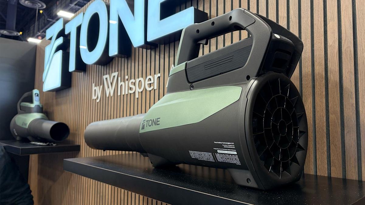 The Tone Outdoors T1 leaf blower, a quiet and powerful outdoor tool unveiled at CES 2026.