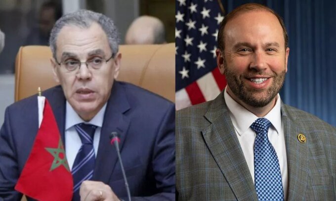 Abdeltif Loudyi, ministre délégué à la Défense nationale, accueillant Jason Smith, président du Comité des voies et moyens du Congrès américain, lors d'une visite à Rabat.