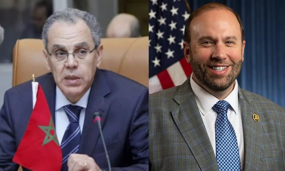 Abdeltif Loudyi, ministre délégué à la Défense nationale, accueillant Jason Smith, président du Comité des voies et moyens du Congrès américain, lors d'une visite à Rabat.