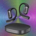 Shokz OpenFit Pro open-ear earbuds in black, showcasing their design