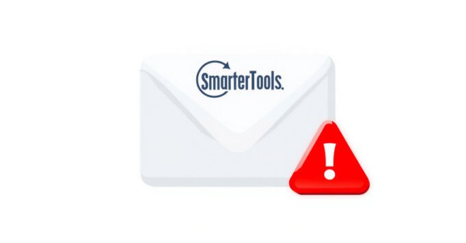 SmarterMail logo with a red warning symbol, indicating a critical security vulnerability and urgent patch