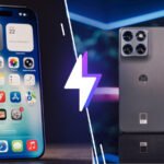 Image comparative des deux smartphones ultrafins, l'iPhone Air et le Motorola Edge 70, mettant en avant leur design élégant et leur finesse.