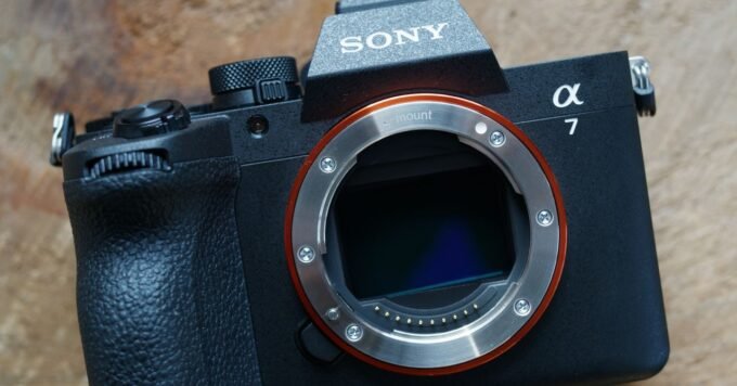 Sony A7V mirrorless camera body with a lens attached
