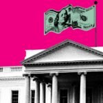 Illustration depicting the White House East Wing, symbolizing the privately funded ballroom project.