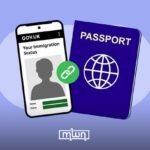 Digital representation of a UK eVisa or a passport with digital elements, symbolizing the new system for Moroccan travelers.