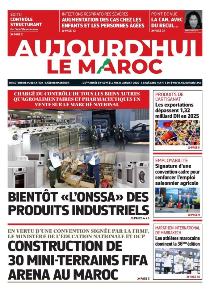 Page de couverture du journal électronique du 26 janvier 2026, avec un cadenas symbolisant l'accès réservé aux abonnés et des titres d'articles clés.