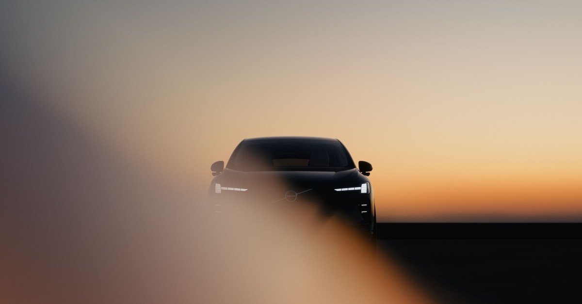 A sleek Volvo EX60 midsize electric SUV, showcasing its modern design and advanced features.